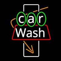 White Car Wash Orange Arrow Neon Sign
