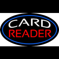 White Card Red Reader And Blue Border Neon Sign