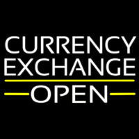 White Currency E change Open Neon Sign