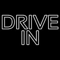 White Double Stroke Drive In Neon Sign