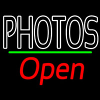 White Double Stroke Photo Open 2 Neon Sign