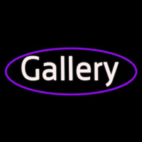 White Gallery Oval Border Neon Sign