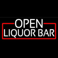White Liquor Bar With Red Border Neon Sign