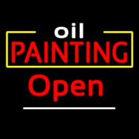 White Oil Red Painting Open Neon Sign