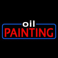 White Oil Red Painting With Border 1 Neon Sign