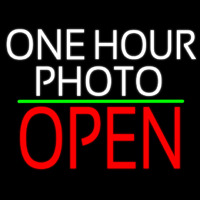 White One Hour Photo Open 1 Neon Sign