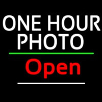 White One Hour Photo Open 3 Neon Sign