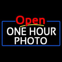 White One Hour Photo Open 4 Neon Sign