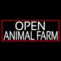 White Open Animal Farm With Red Border Neon Sign