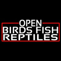 White Open Birds Fish Reptiles With Red Border Neon Sign