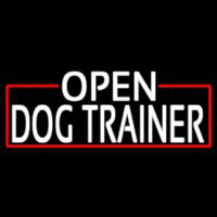 White Open Dog Trainer With Red Border Neon Sign
