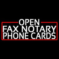 White Open Fa  Notary Phone Cards With Red Border Neon Sign
