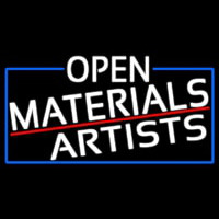 White Open Materials Artists With Blue Border Neon Sign