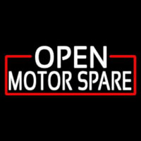 White Open Motor Spare With Red Border Neon Sign
