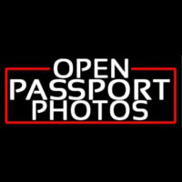 White Open Passport Photos With Red Border Neon Sign