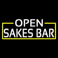 White Open Sakes Bar With Blue Border Neon Sign