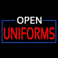 White Open Uniforms Blue Border Neon Sign