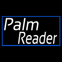 White Palm Reader Blue Rectangle Neon Sign