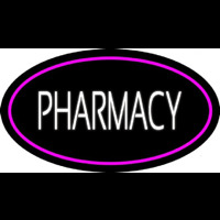 White Pharmacy Pink Oval Border Neon Sign