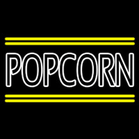 White Popcorn With Yellow Line Neon Sign
