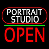 White Portrait Studio Open 2 Neon Sign