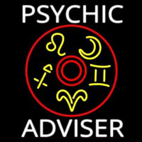 White Psychic Adviser With Logo Neon Sign