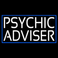 White Psychic Advisor Blue Border Neon Sign