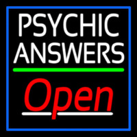 White Psychic Answers Red Open Green Line Blue Border Neon Sign