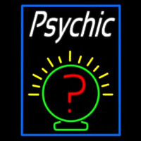 White Psychic Blue Border Neon Sign