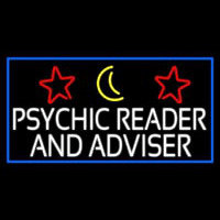 White Psychic Reader And Advisor With Blue Border Neon Sign