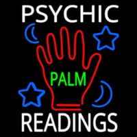 White Psychic Readings Green Palm With Logo Neon Sign