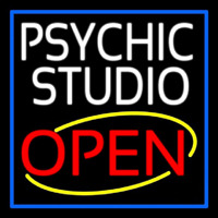 White Psychic Studio Red Open Blue Border Neon Sign