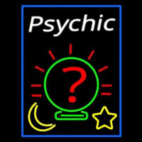 White Psychic With Blue Border Neon Sign