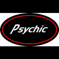 White Psychic With Red Oval Neon Sign
