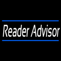 White Reader Advisor With Blue Border Neon Sign
