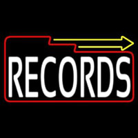 White Records Block With Arrow 2 Neon Sign