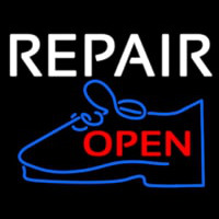 White Repair Blue Shoe Open Neon Sign