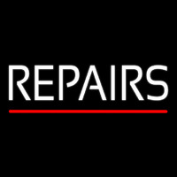 White Repairs Red Line Neon Sign