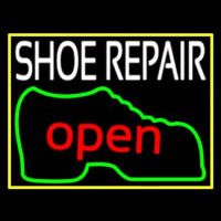 White Shoe Repair Open Neon Sign