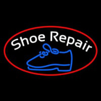 White Shoe Repair With Border Neon Sign