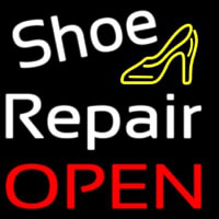 White Shoe Repair With Sandal Open Neon Sign