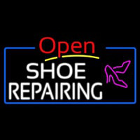 White Shoe Repairing Open Neon Sign