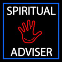 White Spiritual Advisor With Red Palm Neon Sign
