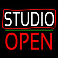 White Studio With Border Open 2 Neon Sign