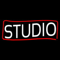 White Studio With Red Border Neon Sign