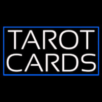 White Tarot Cards Blue Border Neon Sign