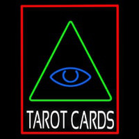 White Tarot Cards Logo And Red Border Neon Sign