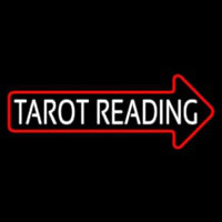 White Tarot Reading With Red Arrow Neon Sign