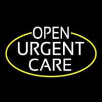 White Urgent Care Oval With Yellow Border Neon Sign