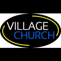 White Village Blue Church Neon Sign